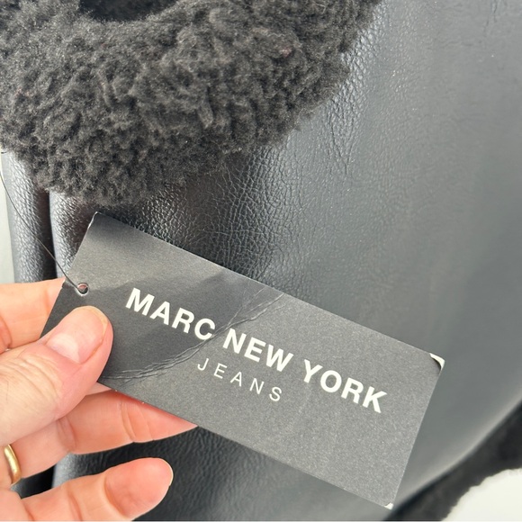 Women’s 2X Black Marc New York Charcoal Faux Leather Vest Shirling Lined NWT - Picture 5 of 8